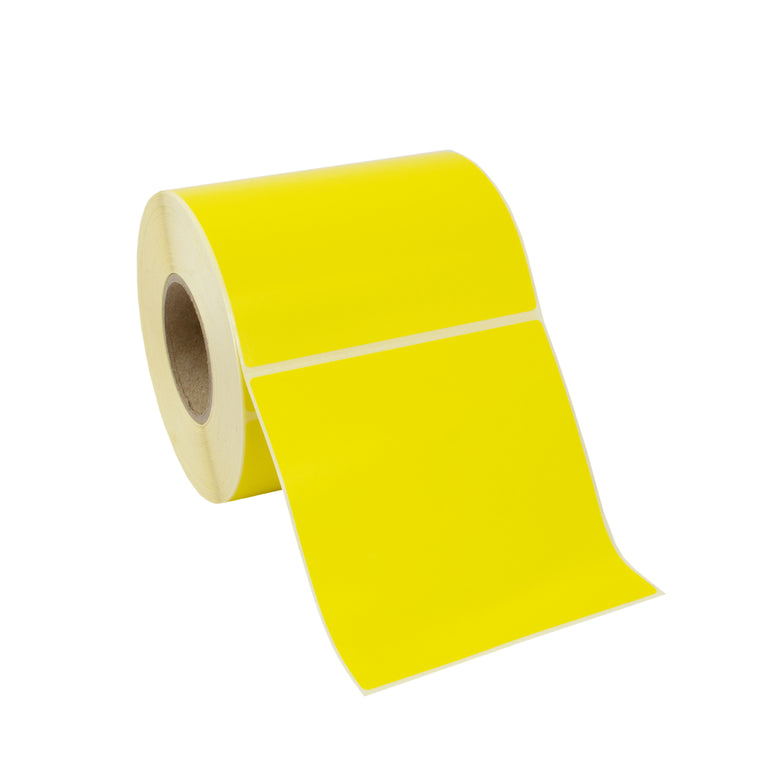 101.6mm x 101.6mm Pantone Yellow, Semi GLoss,  Thermal Transfer Labels - Permanent Adhesive