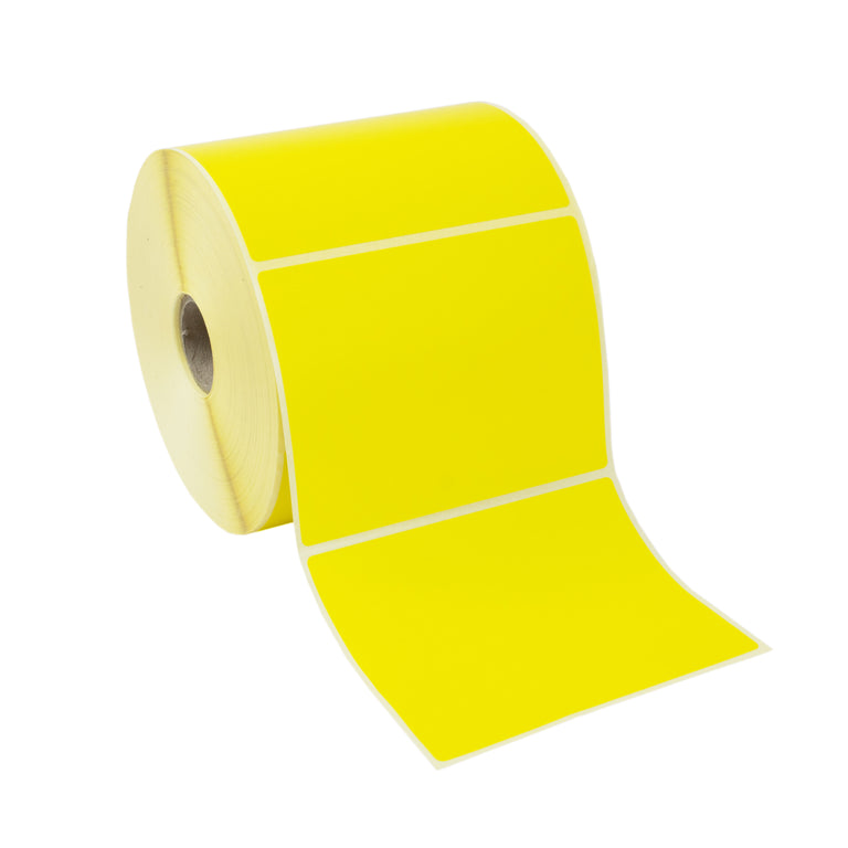 100mm x 75mm Pantone Yellow Thermal Transfer Labels - Permanent Adhesive