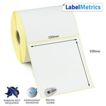 100 x 100mm Direct Thermal Labels - Permanent Adhesive