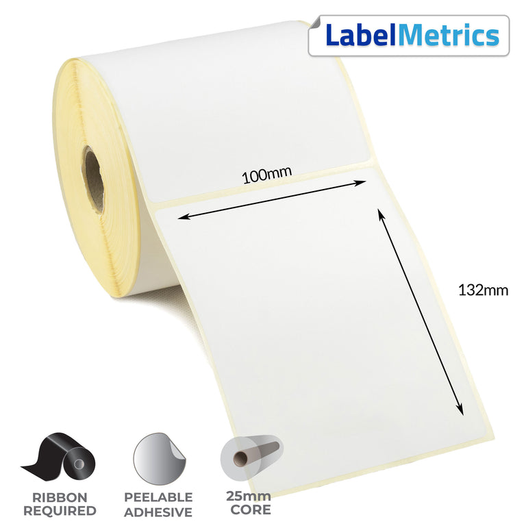 100 x 132mm Thermal Transfer Labels - Removable Adhesive