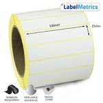 100 x 25mm Thermal Transfer Labels - Removable Adhesive