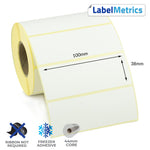 100 x 38mm Direct Thermal Labels - Freezer Adhesive