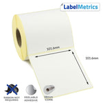 101.6 x 101.6mm Direct Thermal Labels - Removable Adhesive
