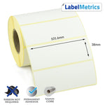 101.6 x 38mm Direct Thermal Labels - Permanent Adhesive
