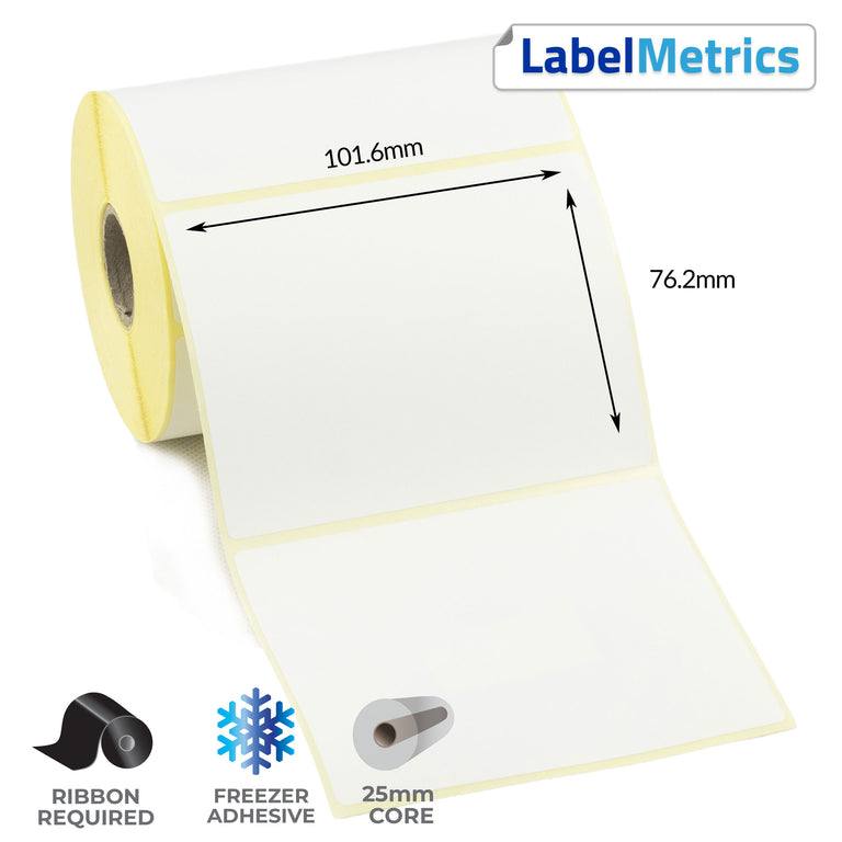 101.6 x 76.2mm Thermal Transfer Labels - Freezer Adhesive