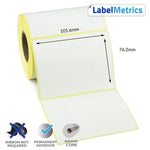101.6 x 76.2mm Direct Thermal Labels - Permanent Adhesive