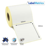 102 x 102mm Direct Thermal Labels - Permanent Adhesive
