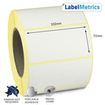 102 x 51mm Direct Thermal Labels - Removable Adhesive