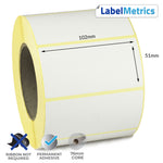 102 x 51mm Direct Thermal Labels - Permanent Adhesive