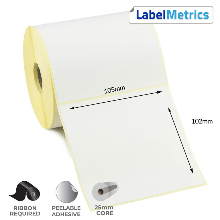 105 x 102mm Thermal Transfer Labels - Removable Adhesive