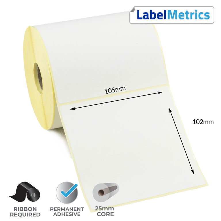 105 x 102mm Thermal Transfer Labels - Permanent Adhesive