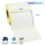 114 x 86mm Direct Thermal Labels - Freezer Adhesive