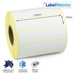 115 x 25mm Direct Thermal Labels - Freezer Adhesive