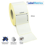 115 x 85mm Direct Thermal Labels - Removable Adhesive
