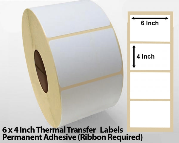 6 x 4 Inch Thermal Transfer Block Out Labels - Permanent Adhesive