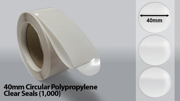 40mm Circular Polypropylene Clear Seals  (1000)