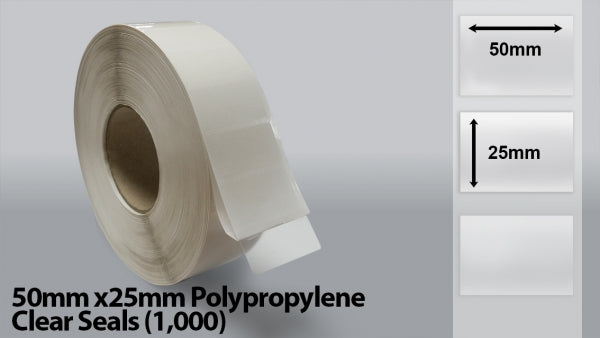 50mm x 25mm Polypropylene Clear Seals  (1000)