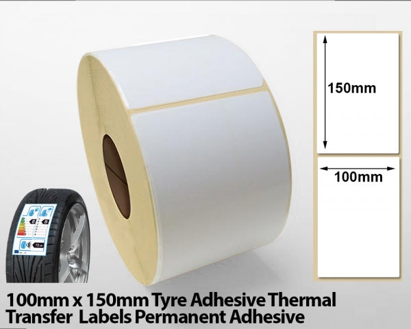 100 x 150mm Tyre Adhesive Thermal Transfer Labels - Permanent Adhesive