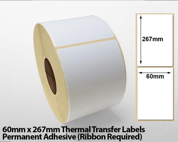 60 x 267mm thermal transfer labels - Freezer adhesive