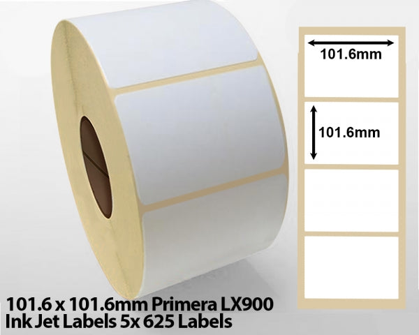 101.6 x 101.6mm Primera LX900 Ink Jet Labels 5x 625 Labels