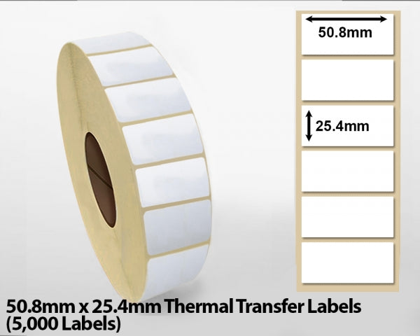 50.8mm x 25.4mm Thermal Transfer Labels (5000 Labels)