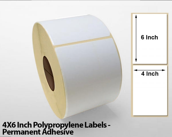 4 x 6 Inch Polypropylene Labels - Permanent Adhesive