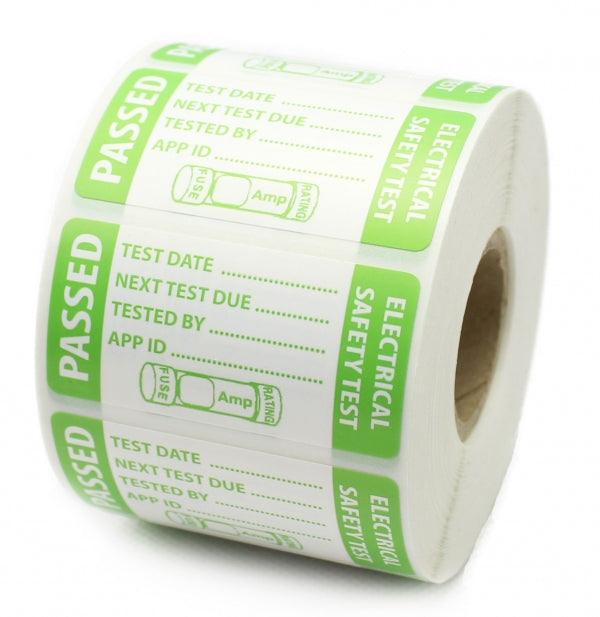 PAT Testing - Passed Labels - Fuse Rating - Durable Tear Proof Labels