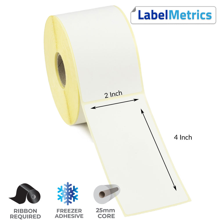 2 x 4 Inch Thermal Transfer Labels - Freezer Adhesive