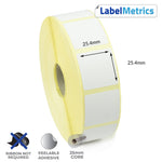 25.4 x 25.4mm Direct Thermal Labels - Removable Adhesive