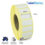 25 x 10mm Direct Thermal Labels - Removable Adhesive