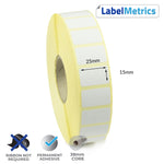 25 x 15mm Direct Thermal Labels - Permanent Adhesive