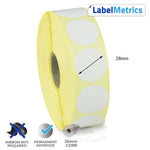 28mm Diameter Direct Thermal Labels - Permanent Adhesive