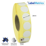 28mm Diameter Direct Thermal Labels - Removable Adhesive