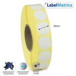 28mm Diameter Direct Thermal Labels - Permanent Adhesive