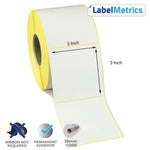 3x3 Inch Direct Thermal Labels - Permanent Adhesive