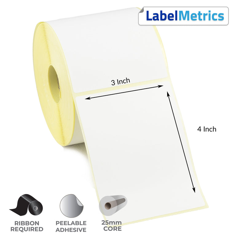 3 x 4 Inch Thermal Transfer Labels - Removable Adhesive
