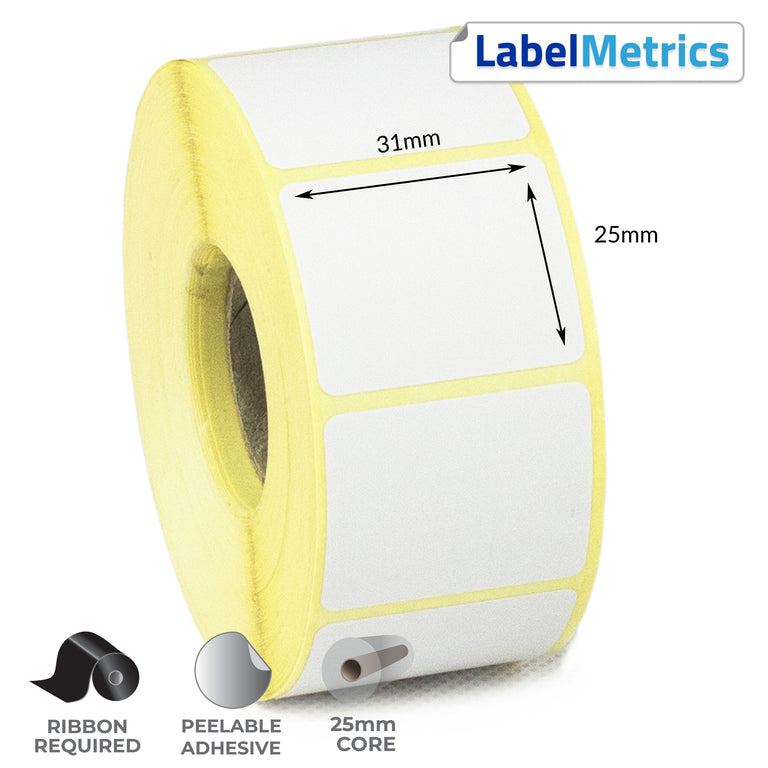 31 x 25mm Thermal Transfer Labels - Removable Adhesive
