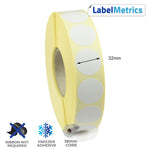 32mm Diameter Direct Thermal Labels - Freezer Adhesive