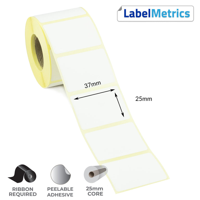 37 x 25mm Thermal Transfer Labels - Removable Adhesive