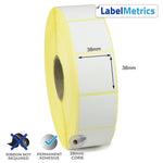 38 x 38mm Direct Thermal Labels - Permanent Adhesive