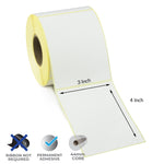 3x4 Inch Direct Thermal Labels - Permanent Adhesive