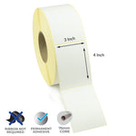 3x4 Inch Direct Thermal Labels - Permanent Adhesive
