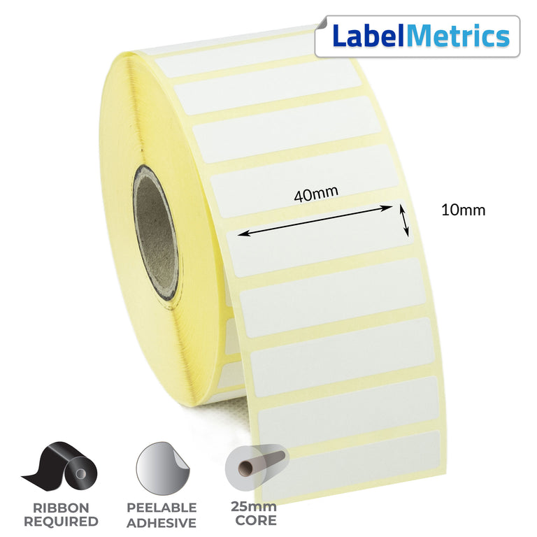 40 x 10mm Thermal Transfer Labels - Removable Adhesive
