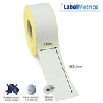 41 x 153.5mm Direct Thermal Labels - Permanent Adhesive