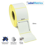 50 x 50mm Direct Thermal Labels - Removable Adhesive