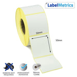 50 x 50mm Direct Thermal Labels - Permanent Adhesive