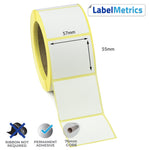 57 x 55mm Direct Thermal Labels - Permanent Adhesive
