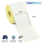 58 x 60mm Direct Thermal Labels - Permanent Adhesive