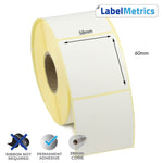 58 x 60mm Direct Thermal Labels - Permanent Adhesive