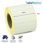 60 x 8mm Direct Thermal Labels - Removable Adhesive